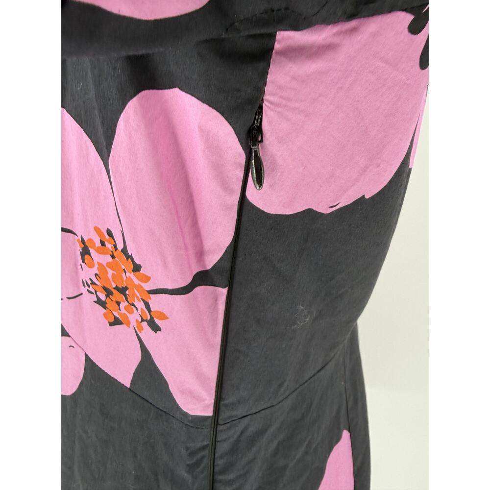 Kate Spade Grand Flora Dress Women's 8 Black Pink Floral Cotton Mini V-Neck NWT - Picture 7 of 8